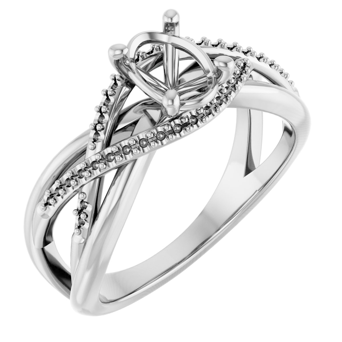 Accented Criss-Cross Engagement Ring