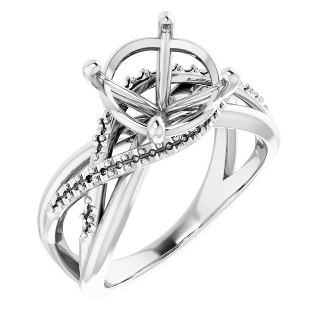 Accented Criss-Cross Engagement Ring