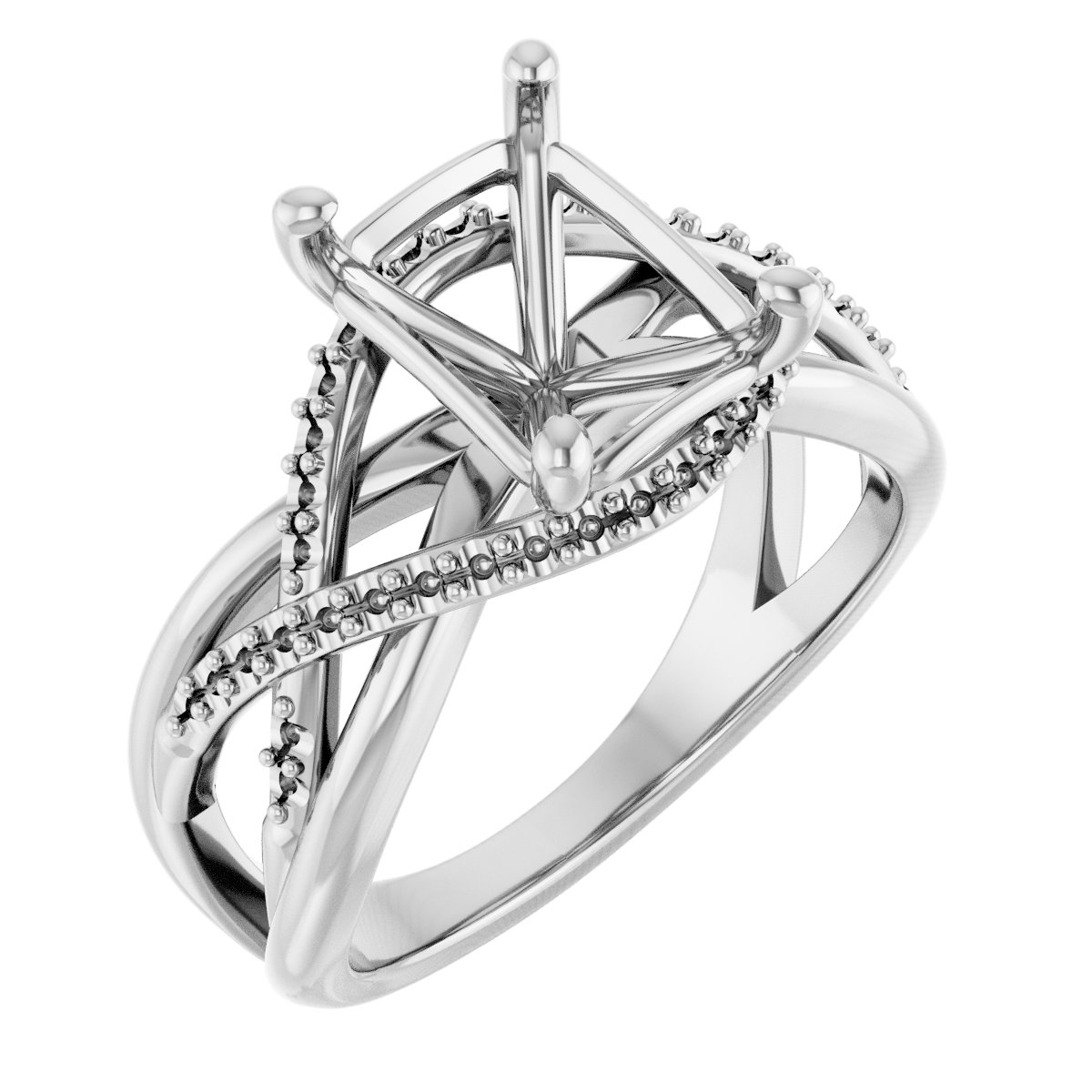 Accented Criss-Cross Engagement Ring