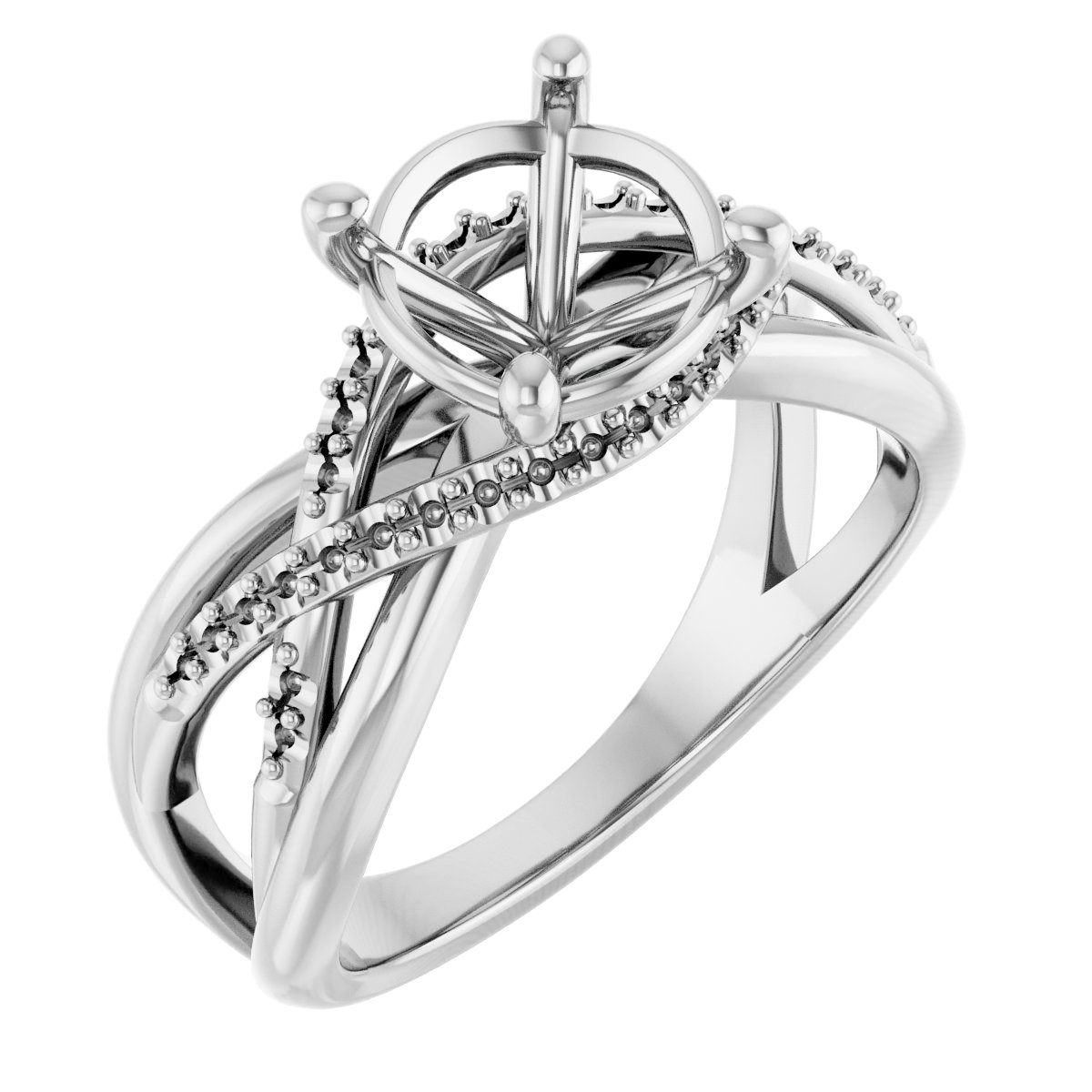 Accented Criss-Cross Engagement Ring