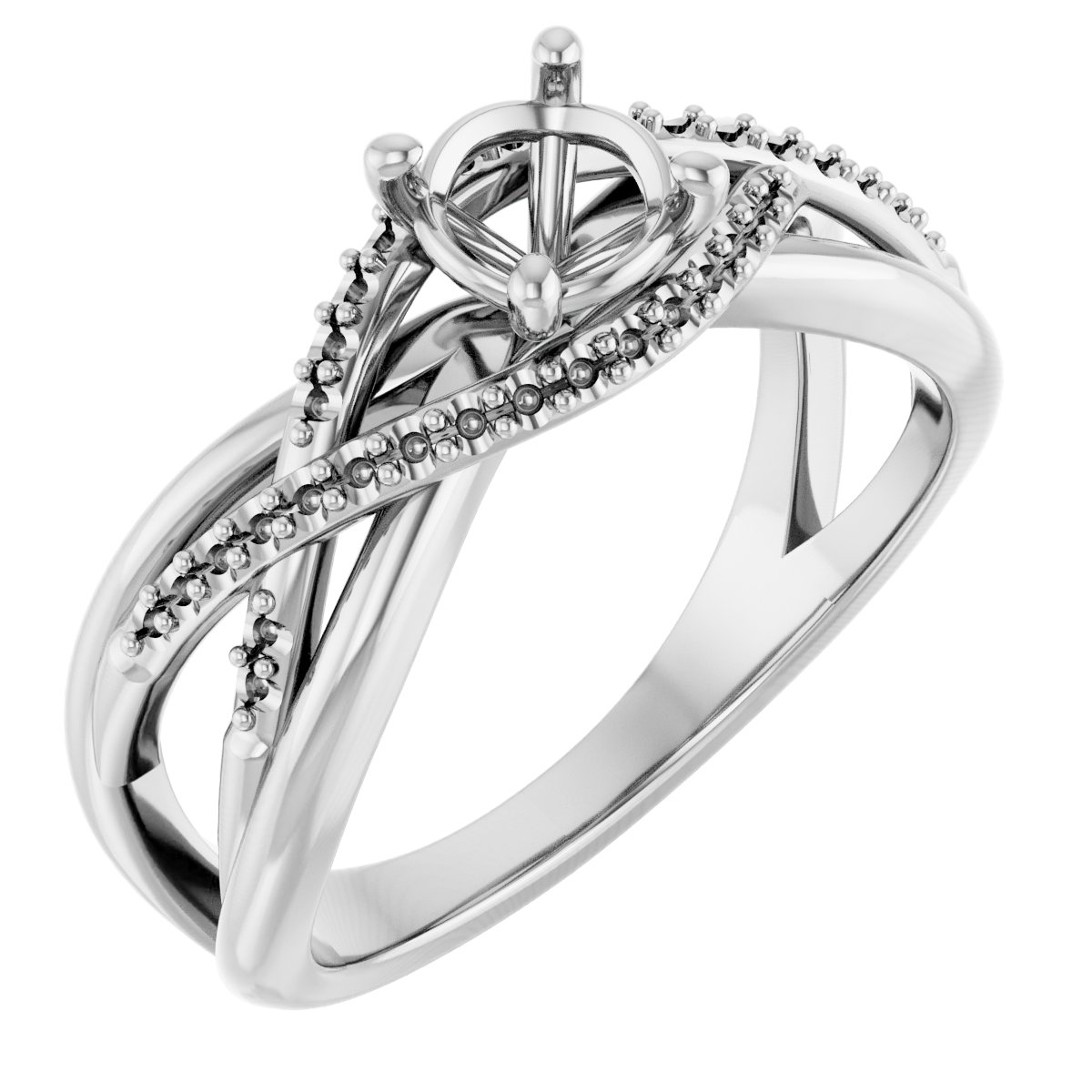 Accented Criss-Cross Engagement Ring