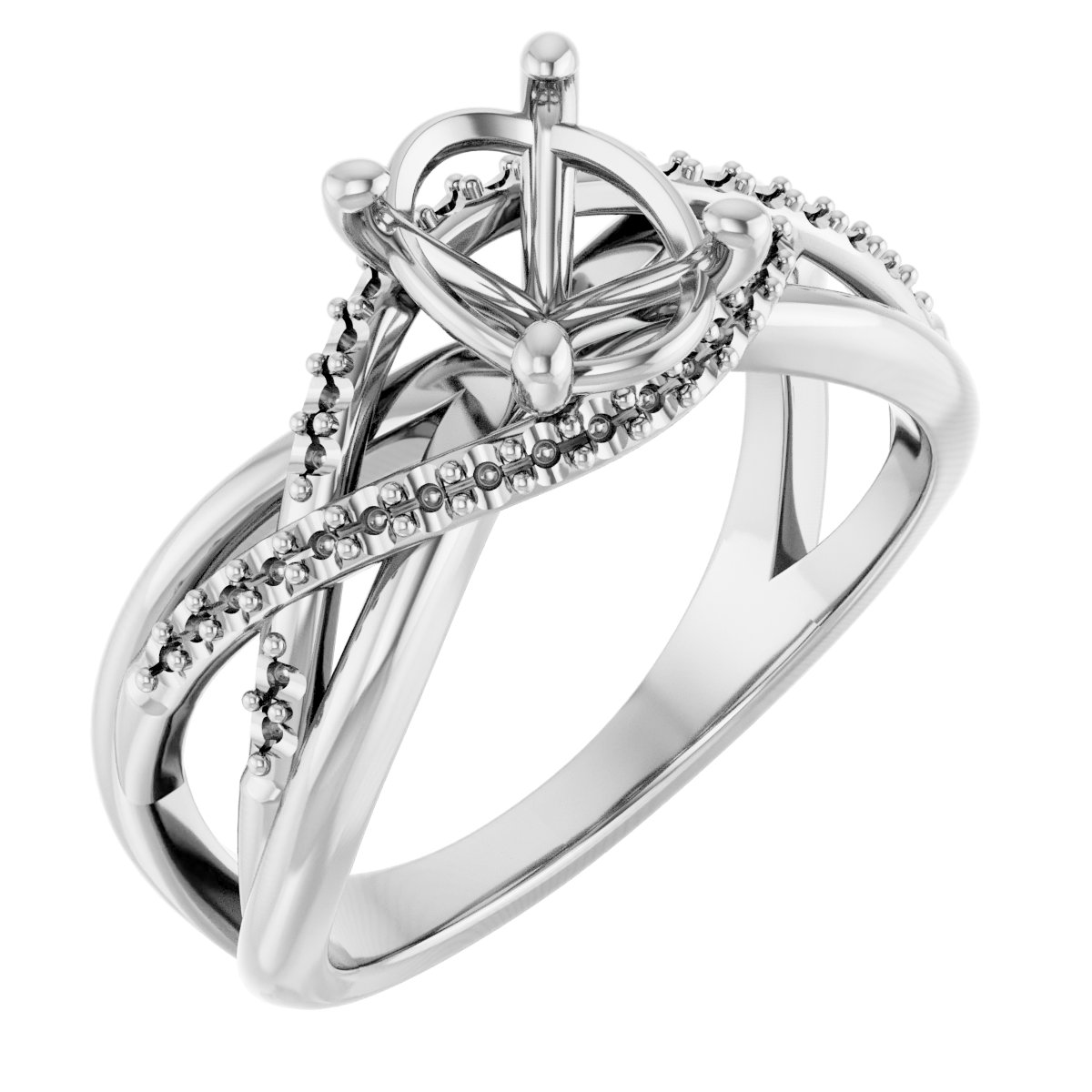 Accented Criss-Cross Engagement Ring