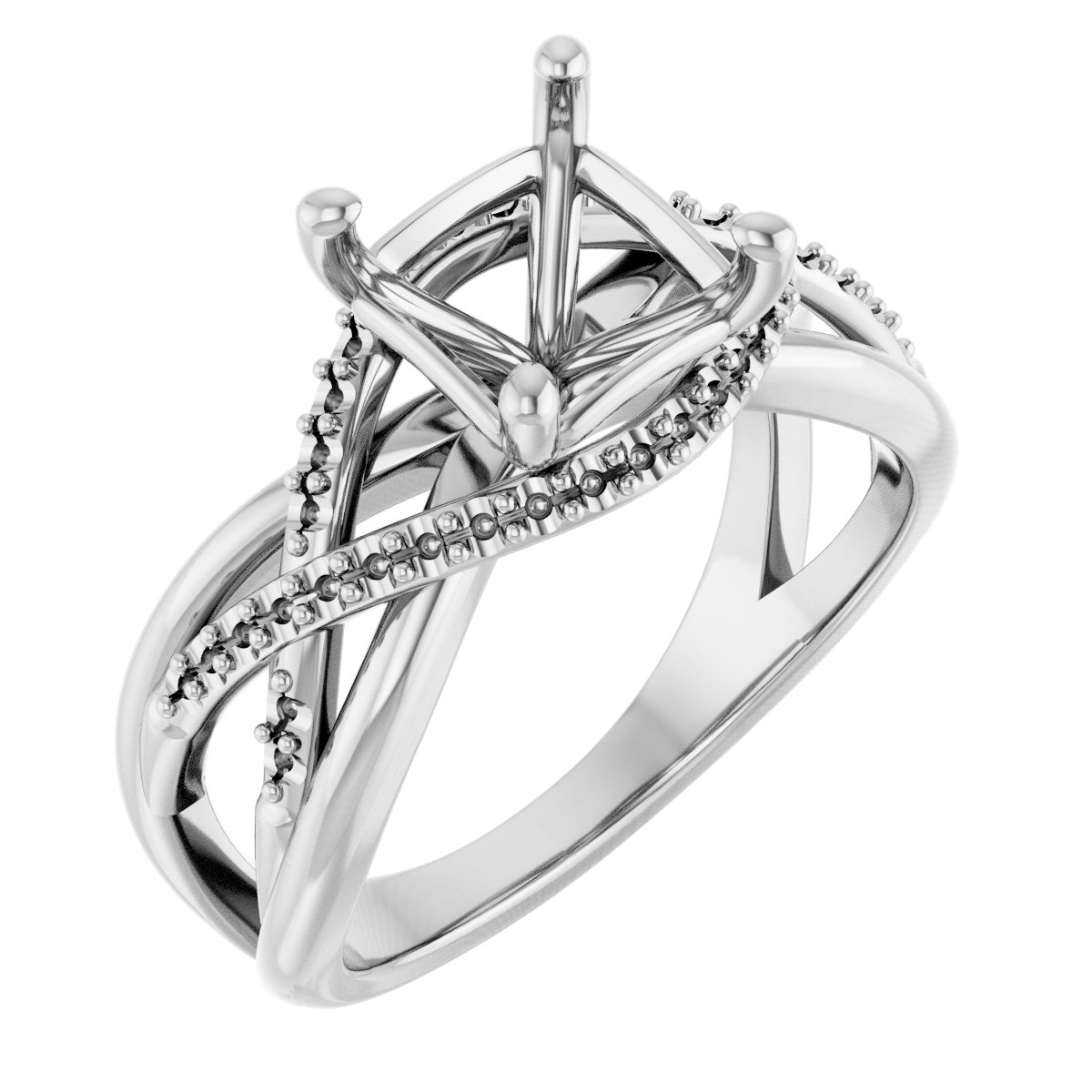 Accented Criss-Cross Engagement Ring