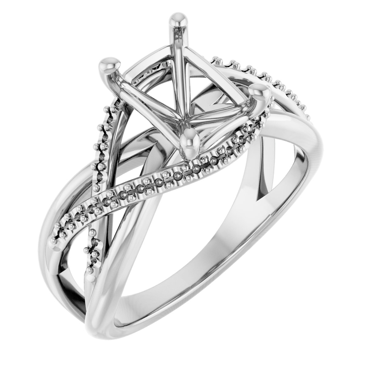 Accented Criss-Cross Engagement Ring