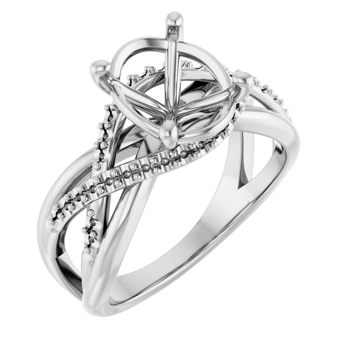 Accented Criss-Cross Engagement Ring