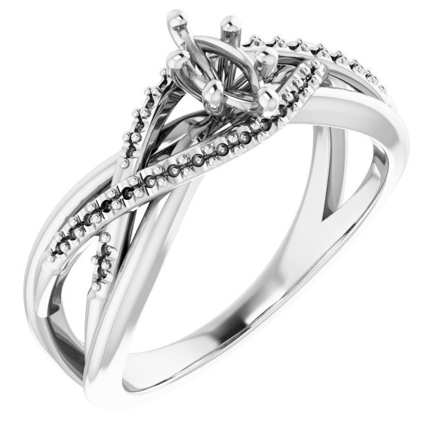 Accented Criss-Cross Engagement Ring