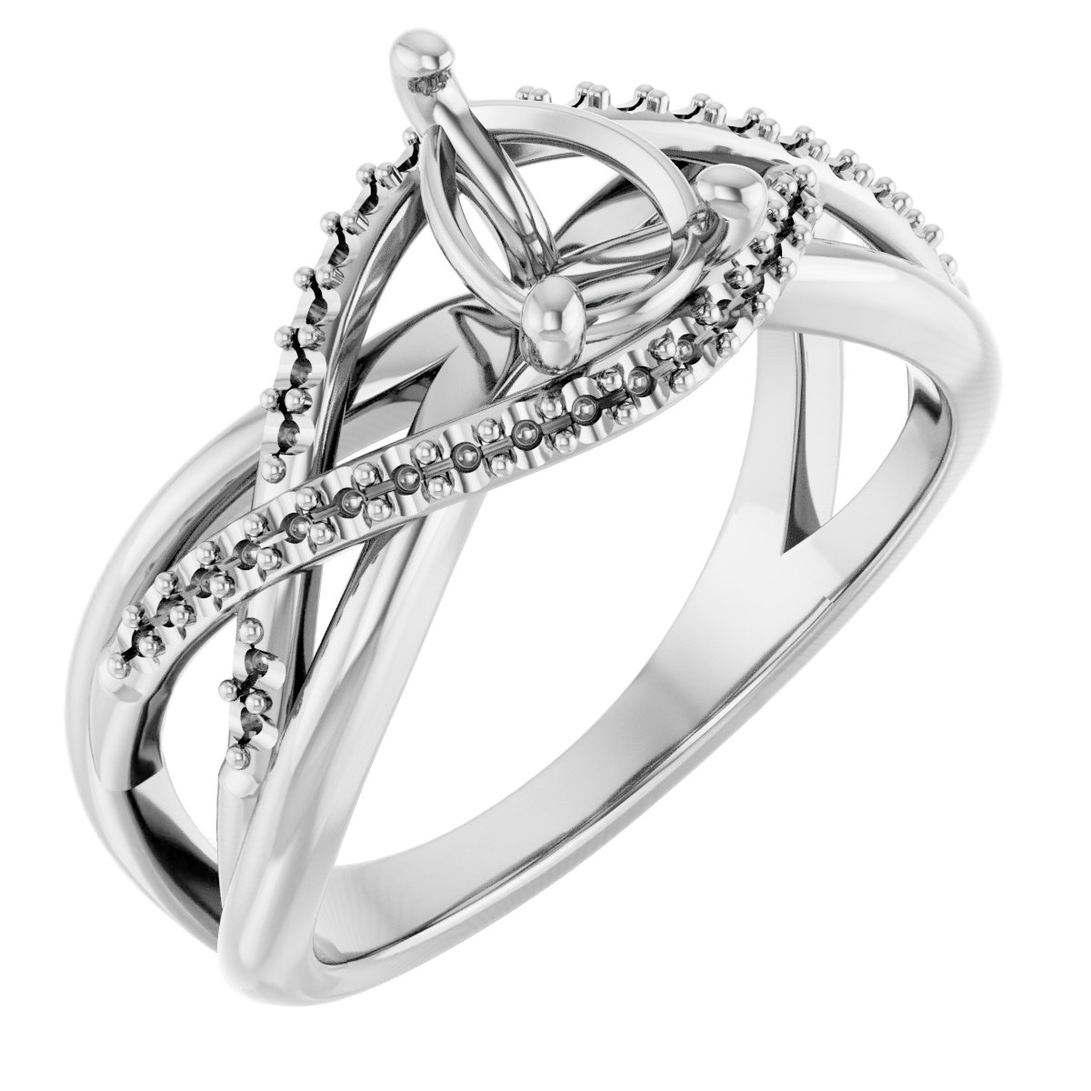 Accented Criss-Cross Engagement Ring