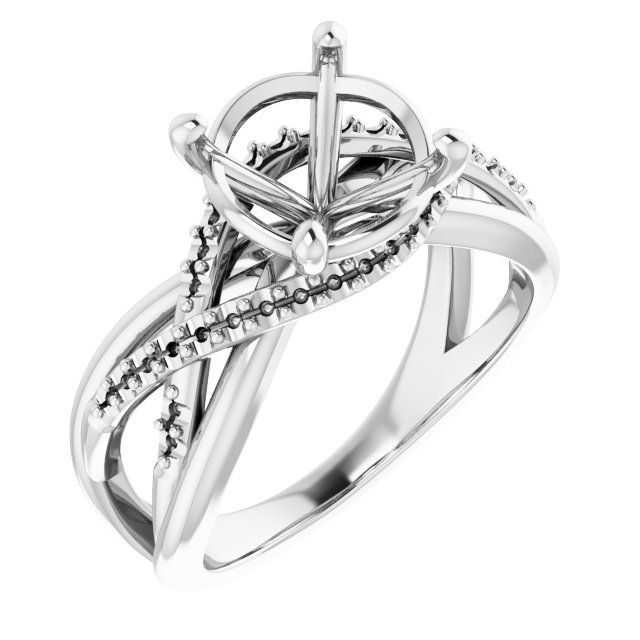 Accented Criss-Cross Engagement Ring