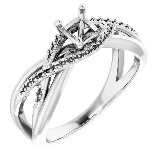 Accented Criss-Cross Engagement Ring