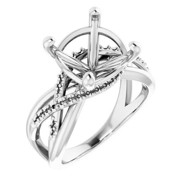 Accented Criss-Cross Engagement Ring