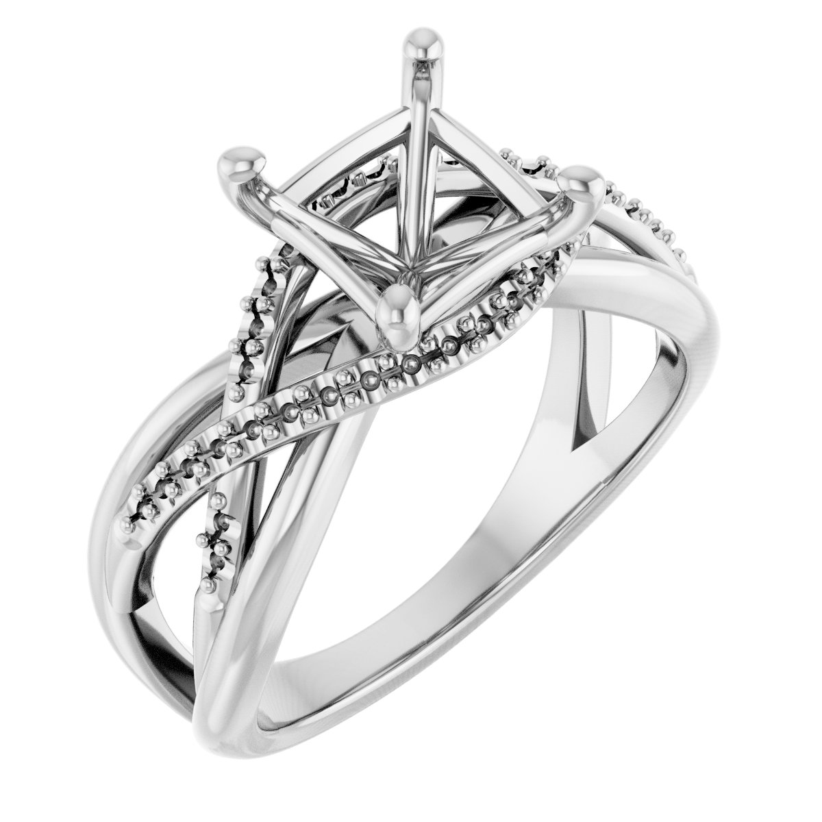 Accented Criss-Cross Engagement Ring