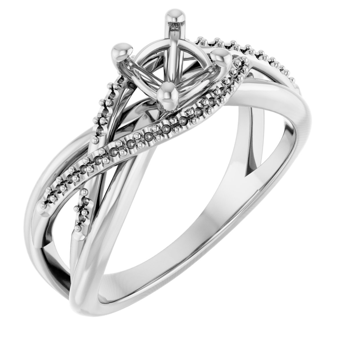 Accented Criss-Cross Engagement Ring