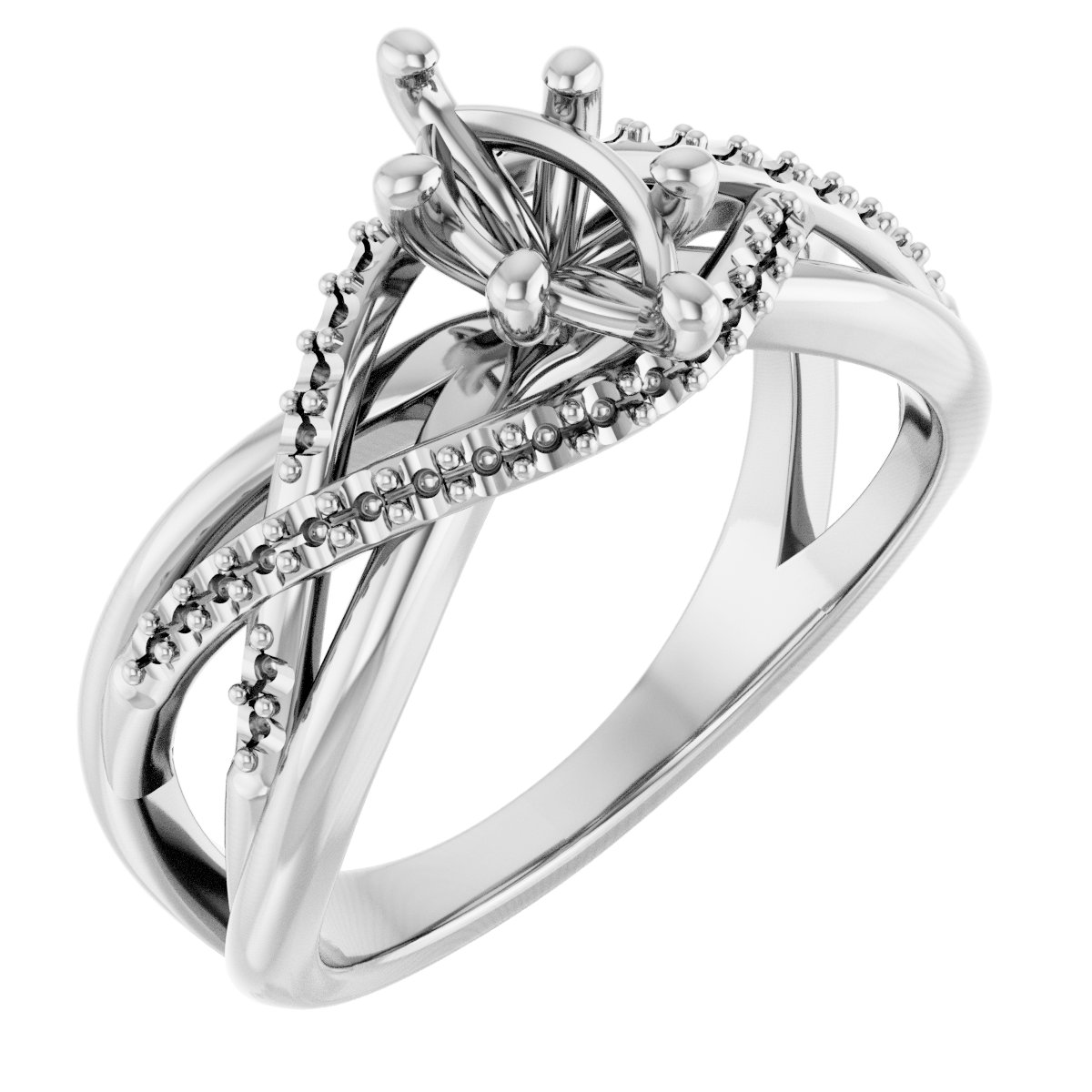Accented Criss-Cross Engagement Ring