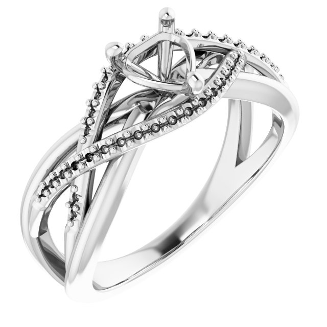 Accented Criss-Cross Engagement Ring