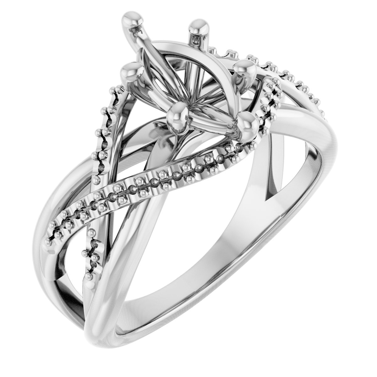 Accented Criss-Cross Engagement Ring
