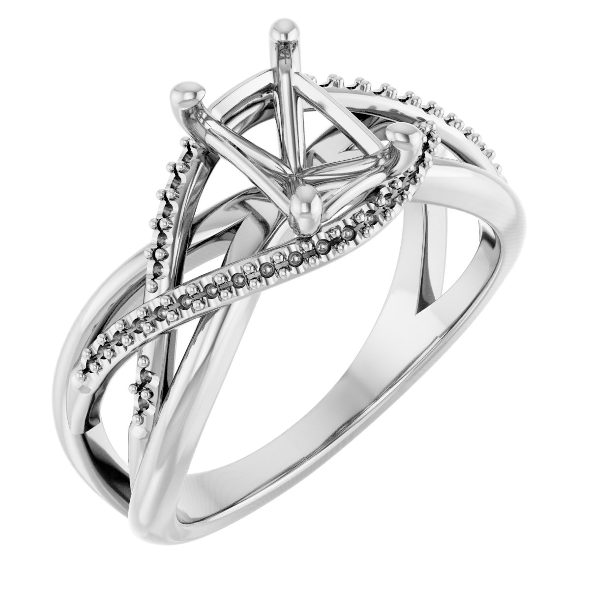 Accented Criss-Cross Engagement Ring