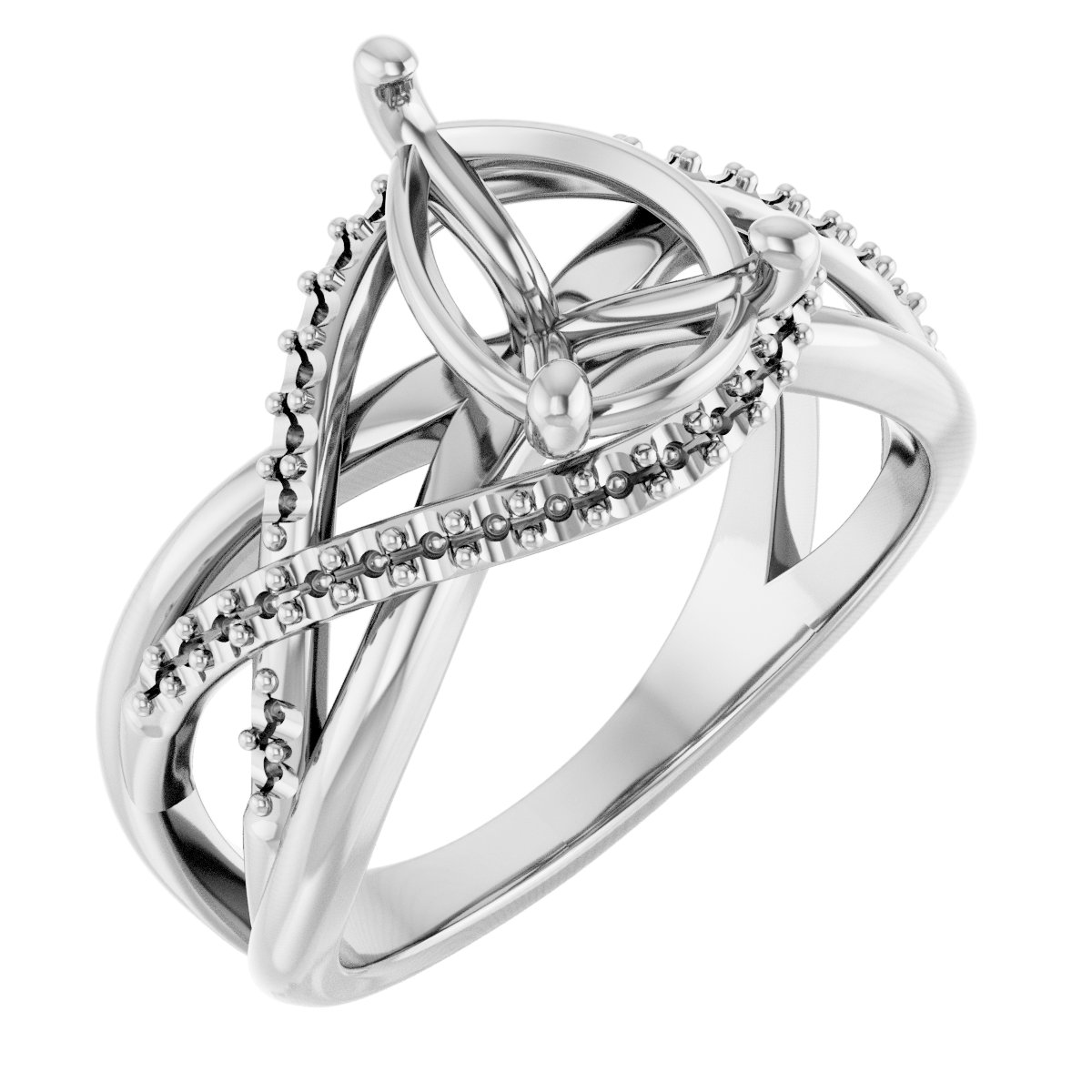 Accented Criss-Cross Engagement Ring