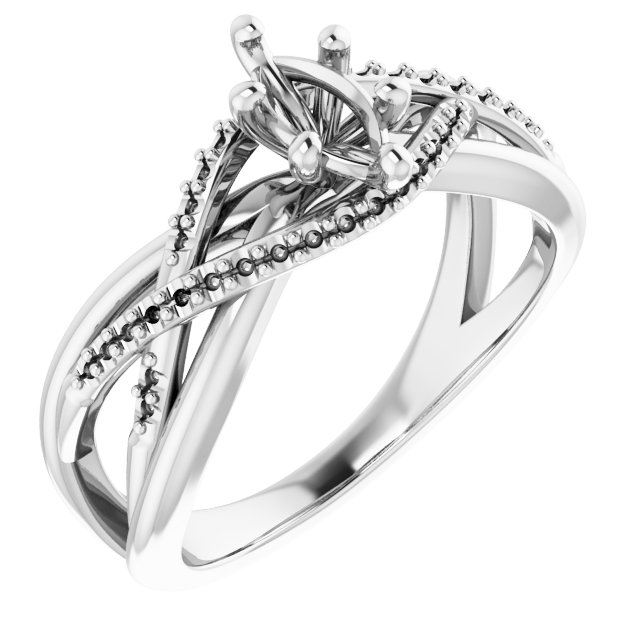 Accented Criss-Cross Engagement Ring