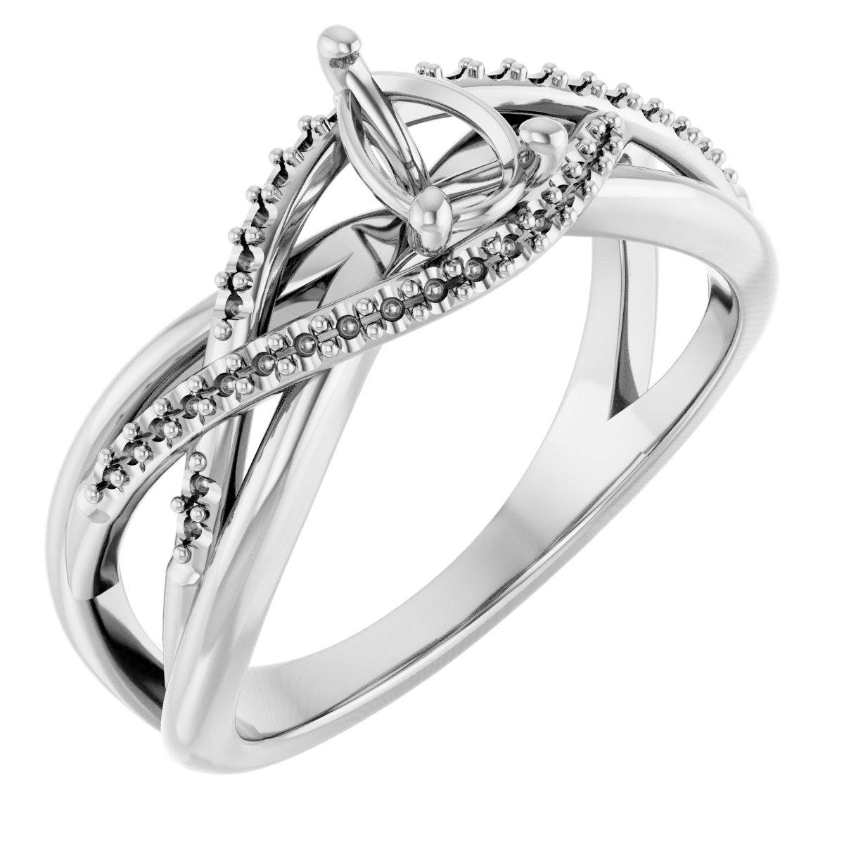 Accented Criss-Cross Engagement Ring