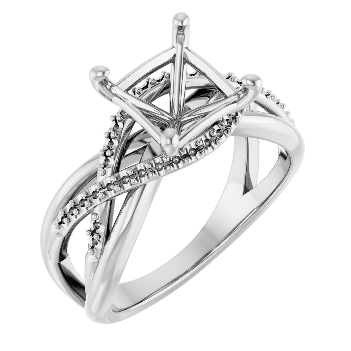 Accented Criss-Cross Engagement Ring