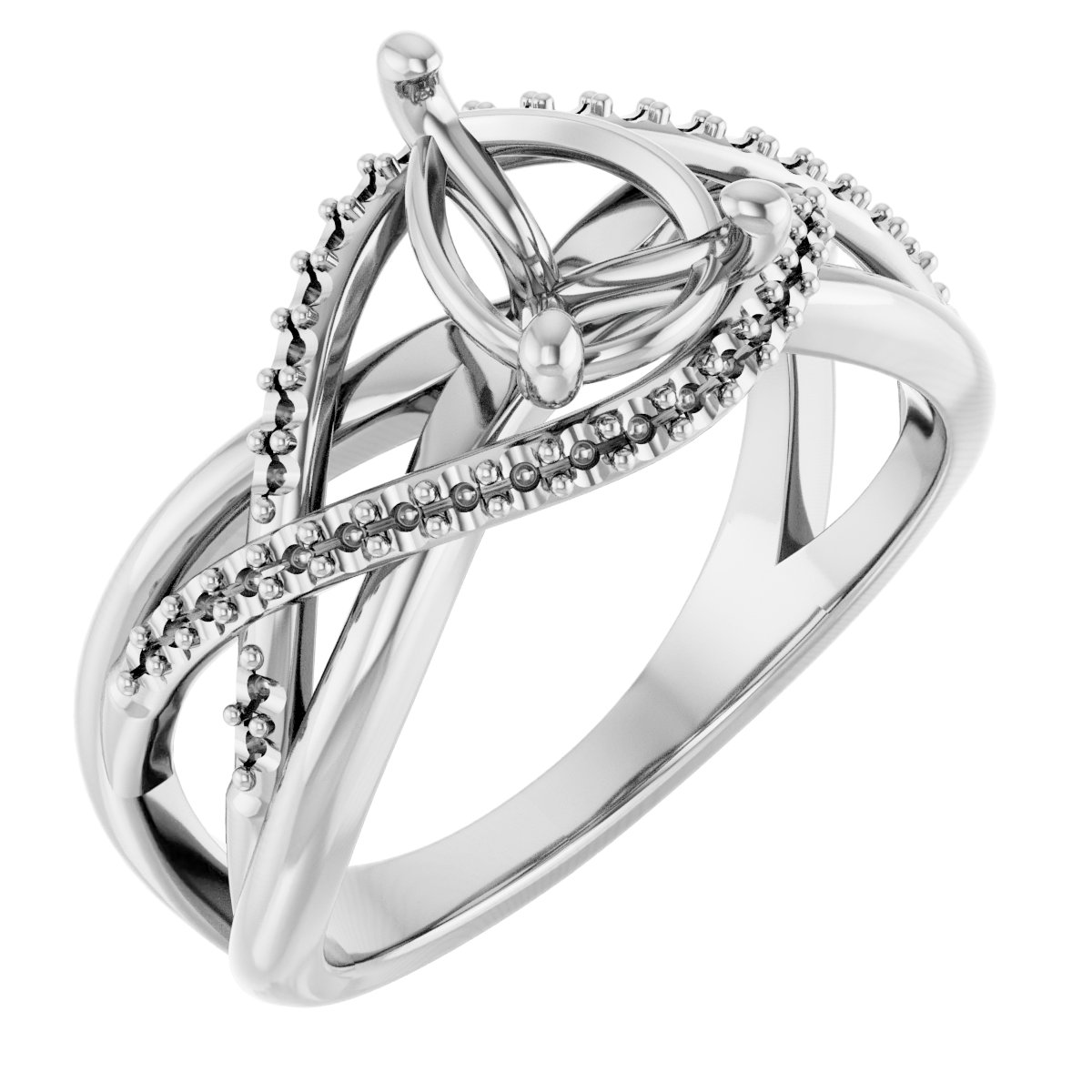 Accented Criss-Cross Engagement Ring