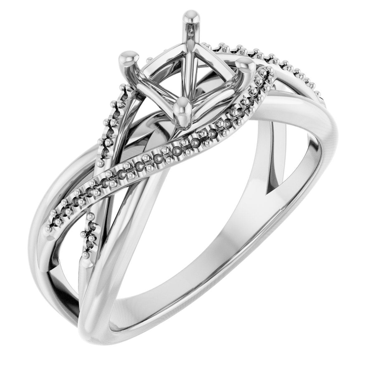 Accented Criss-Cross Engagement Ring