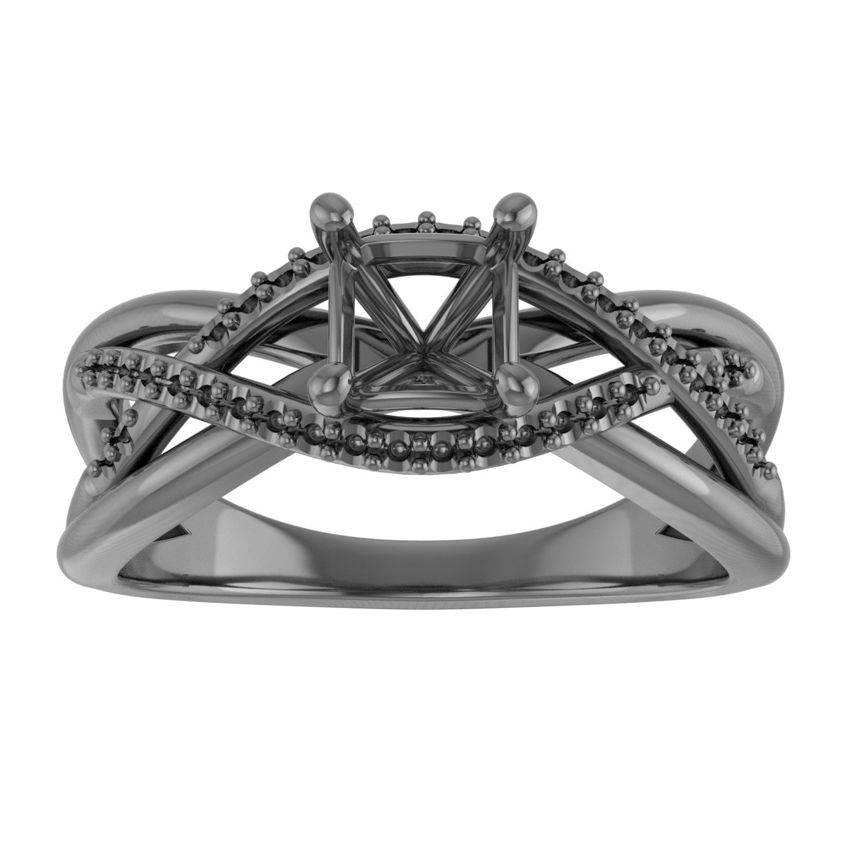 7x7 mm Heart Engagement Ring Mounting view 3