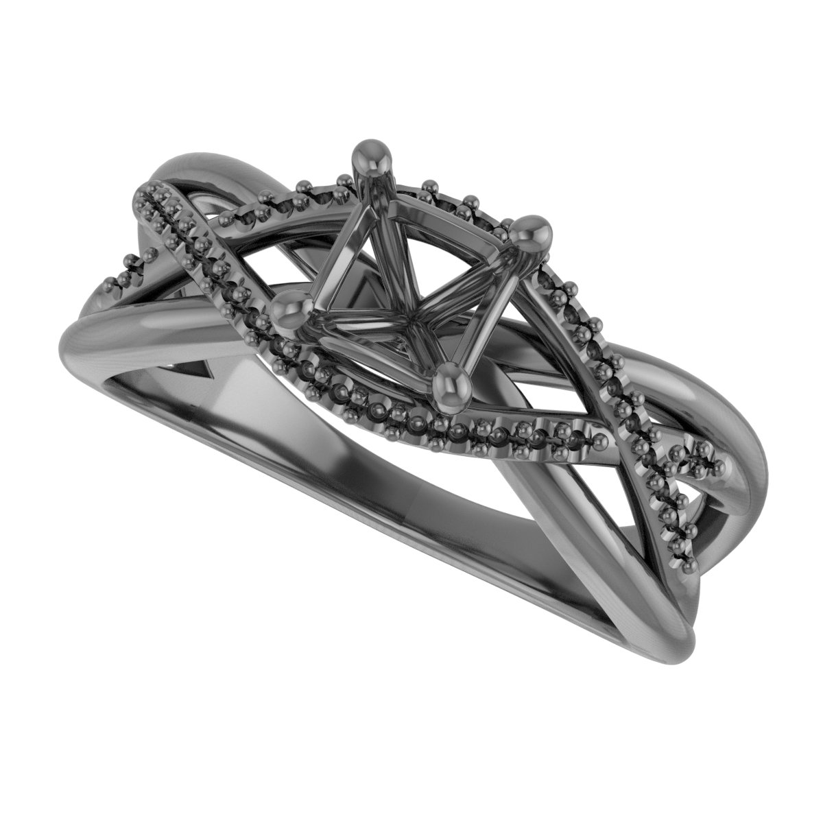 7x7 mm Heart Engagement Ring Mounting view 5