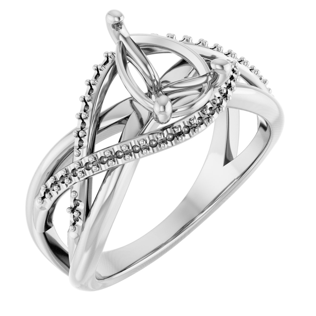 Accented Criss-Cross Engagement Ring