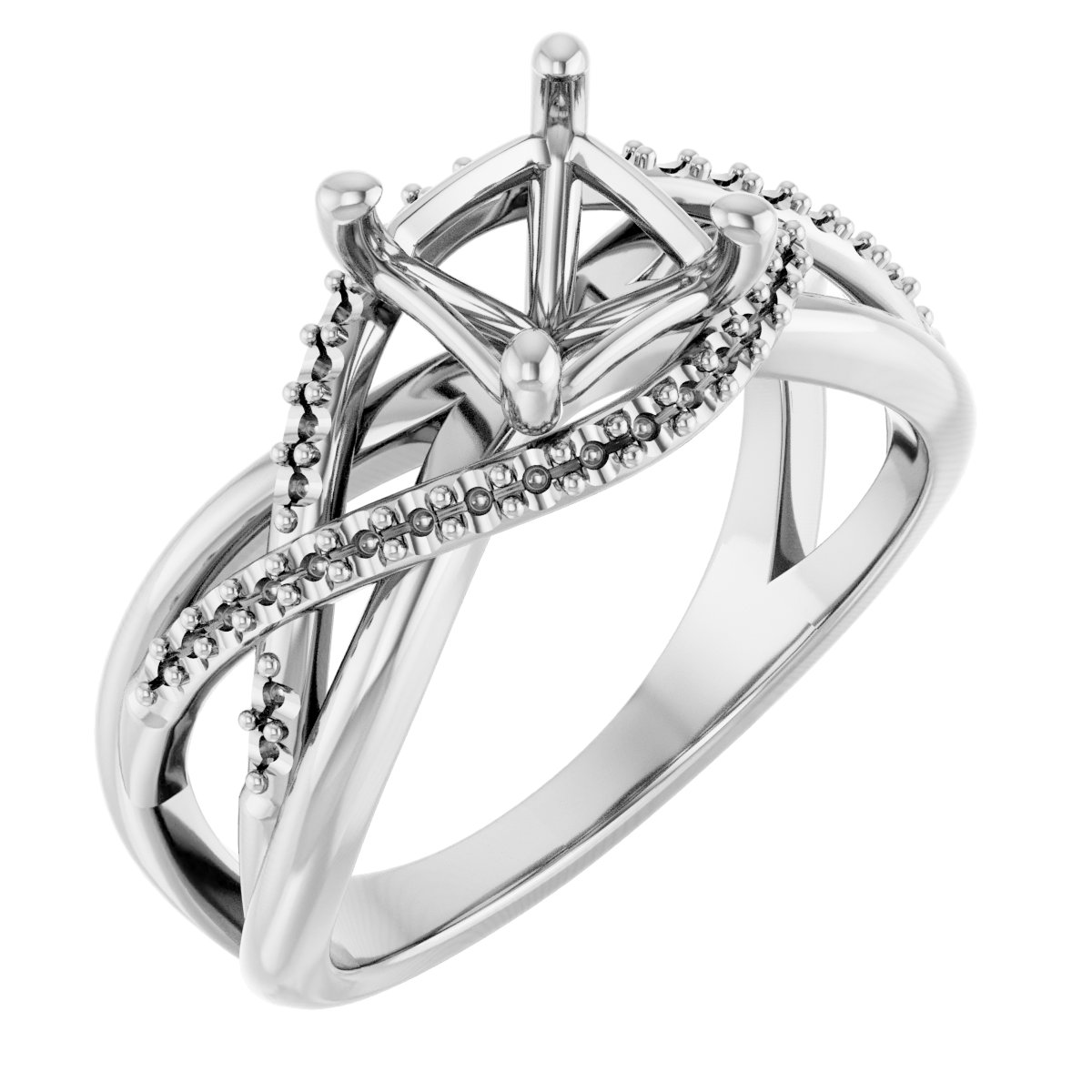 Accented Criss-Cross Engagement Ring