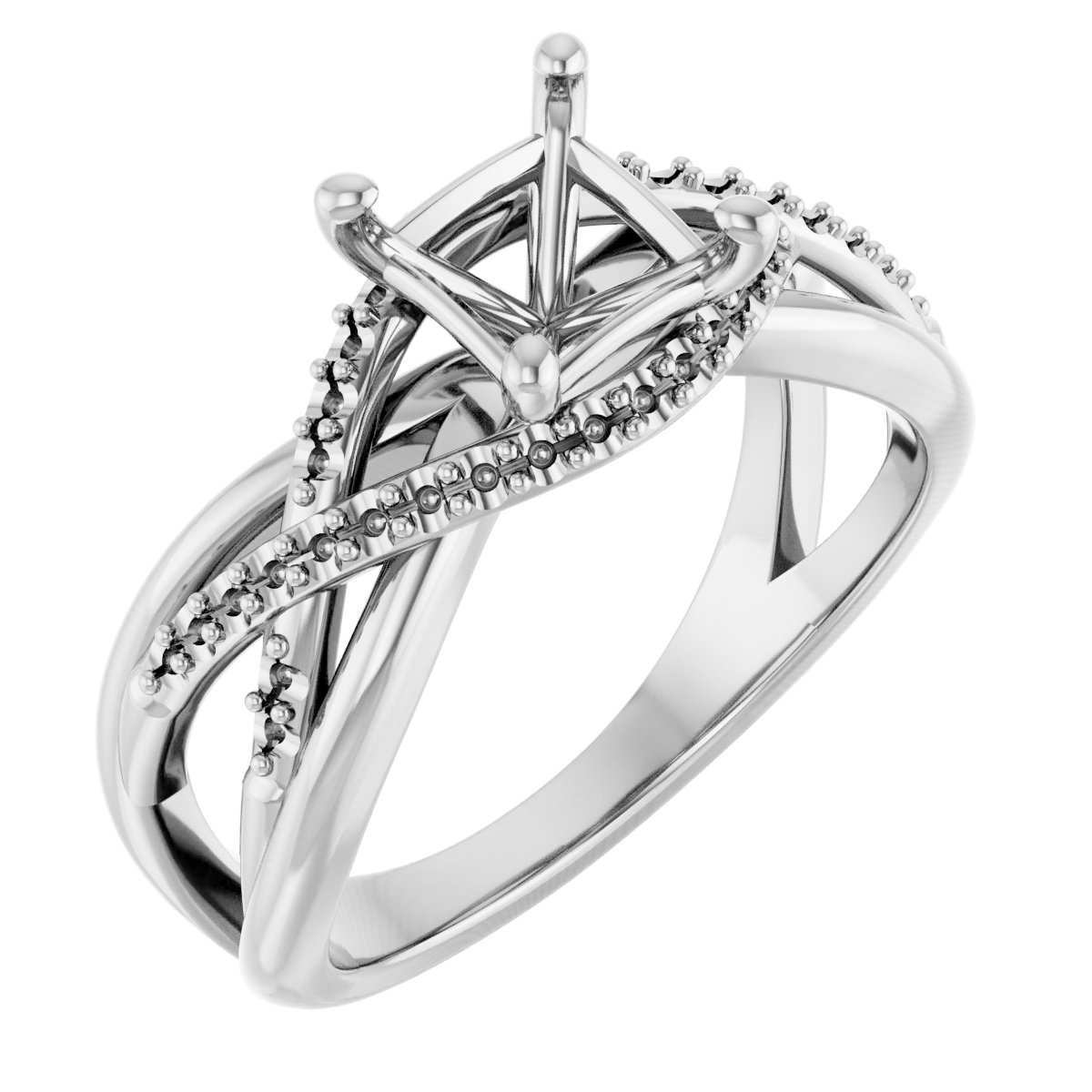 Accented Criss-Cross Engagement Ring