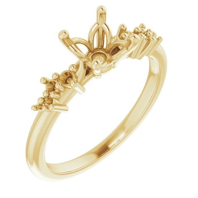 14K Yellow Gold 5 mm Square Engagement Ring Mounting