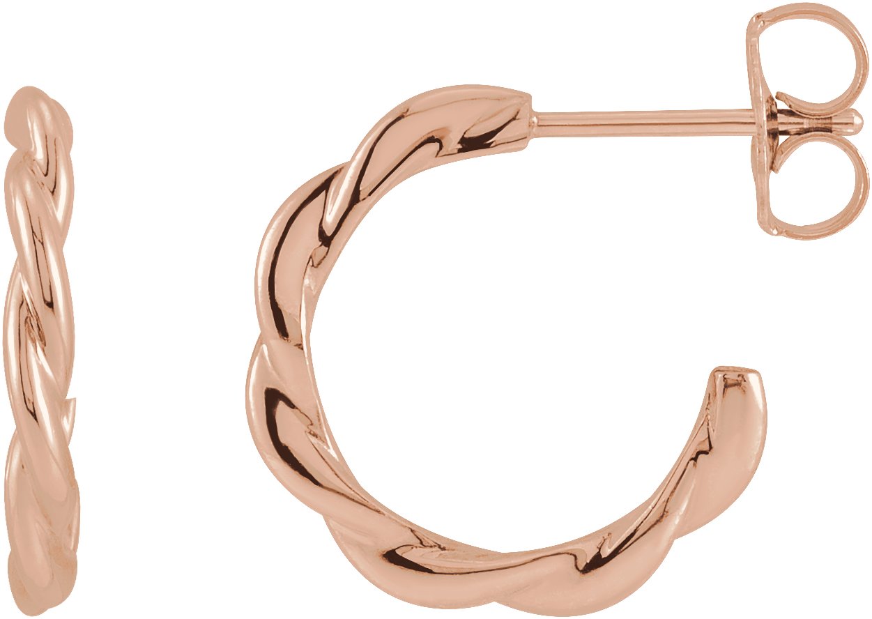 14K Rose Twisted Hoop Earrings