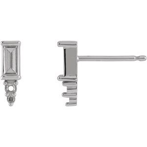 Sterling Silver 4x2 mm Straight Baguette Bar Earring Mounting