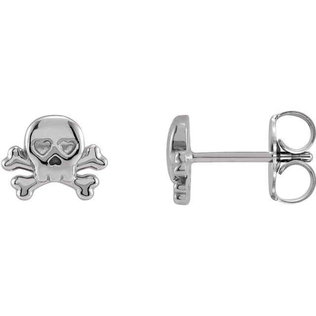 Sterling Silver Petite Skull & Crossbones Earrings