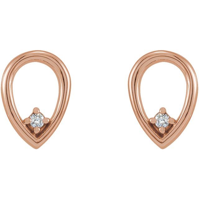 14K Rose .03 CTW Natural Diamond Geometric Earrings