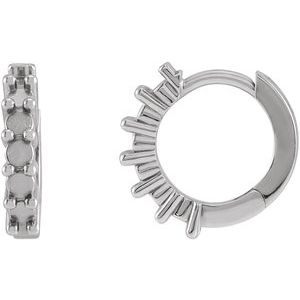 Sterling Silver 2 mm Round 12.2 mm Cabochon Single Huggie Hoop Earring Mounting