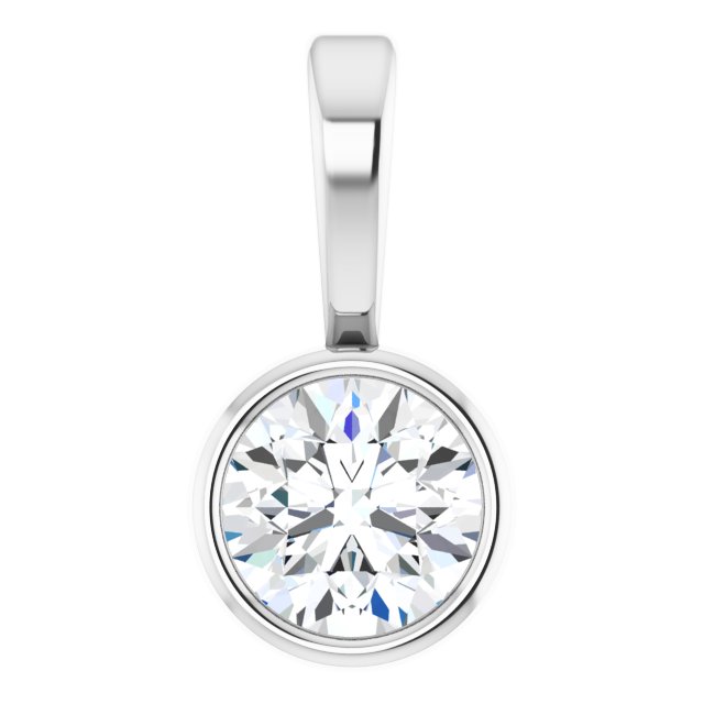 Platinum 1/10 CT Natural Diamond Bezel-Set Solitaire Pendant