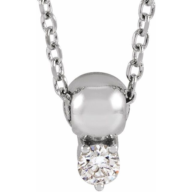 14K White .03 CT Natural Diamond Bead 16-18