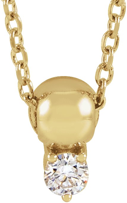 14K Yellow .03 CT Natural Diamond Bead 16-18" Necklace