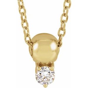 14K Yellow .03 CT Natural Diamond Bead 16-18" Necklace