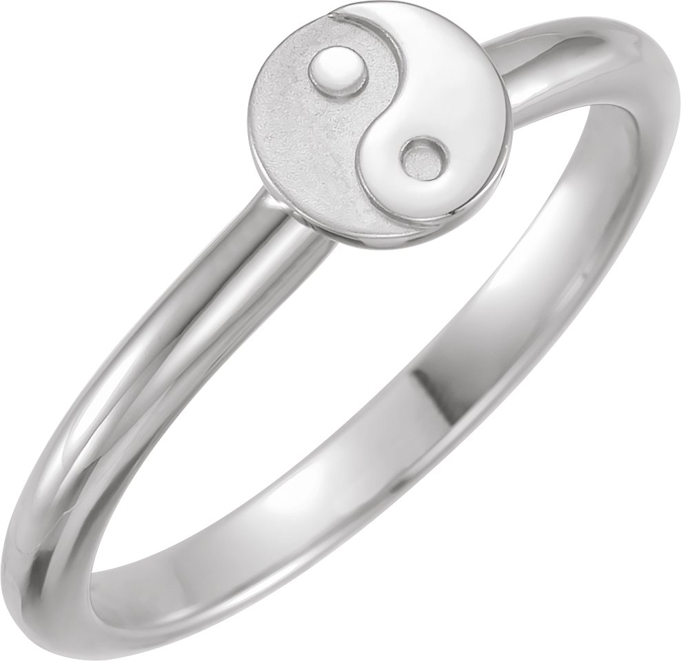 14K White Stackable Yin Yang Ring