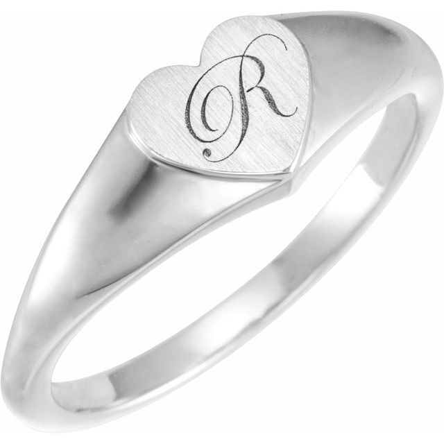Sterling Silver 6.4 mm Heart Signet Ring