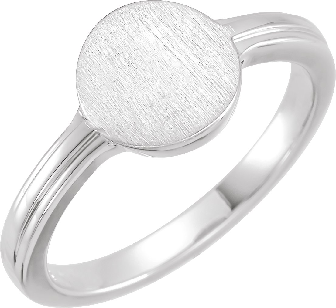 14K White 10x9 mm Oval Signet Ring