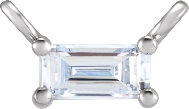 14K White 1/6 CT Natural Diamond Solitaire Necklace Center
