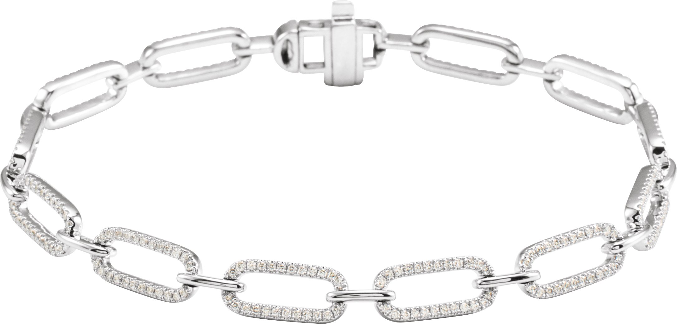14K White 9/10 CTW Natural Diamond Link 7" Bracelet