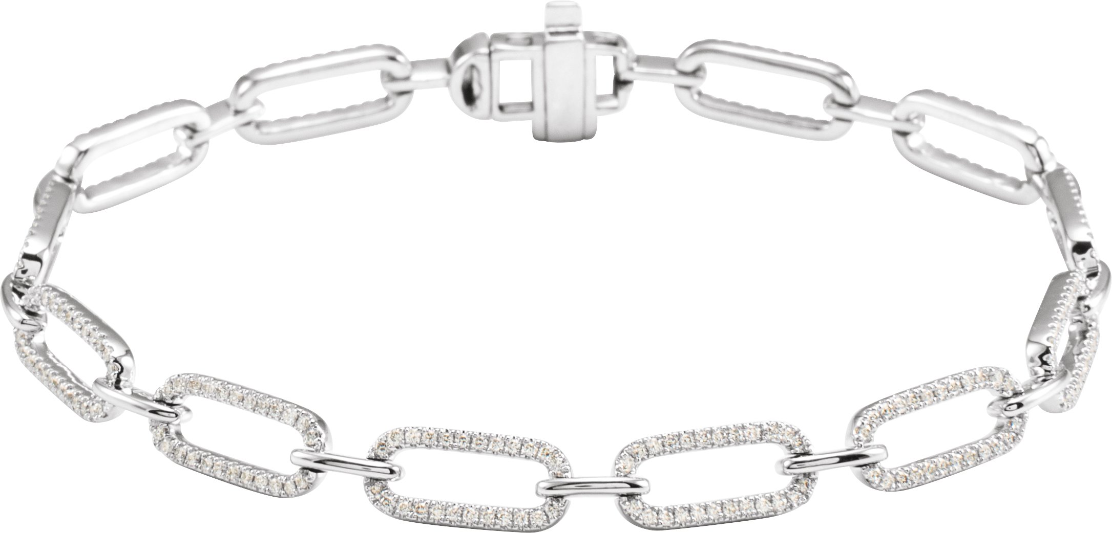 14K White 9/10 CTW Natural Diamond Link 7 Bracelet