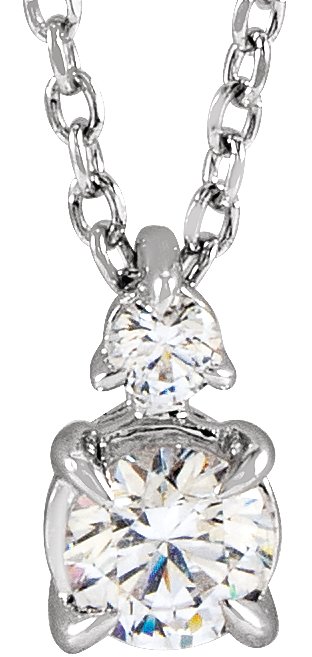 14K White 1/2 CTW Lab-Grown Diamond Claw-Prong 16-18 Necklace