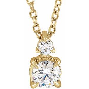 14K Yellow 1/2 CTW Lab-Grown Diamond Claw-Prong 16-18" Necklace