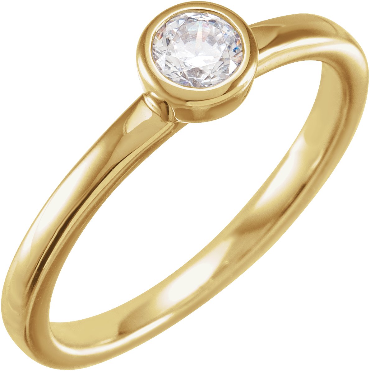 14K Yellow 1/2 CT Lab-Grown Diamond Bezel-Set Ring